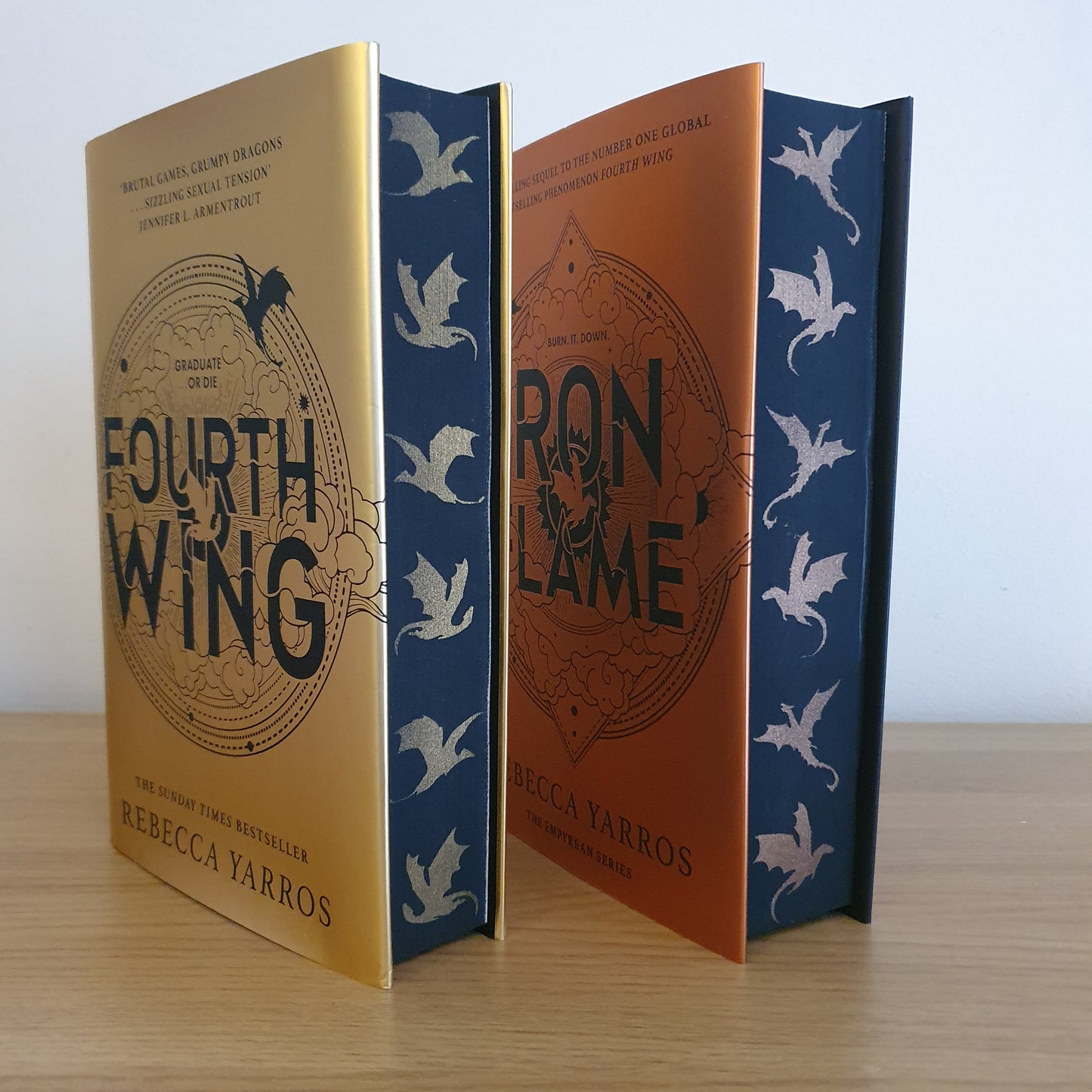 Fourth Wing by Rebecca Yarros | Stencil Sprayed Gold Dragon Edges